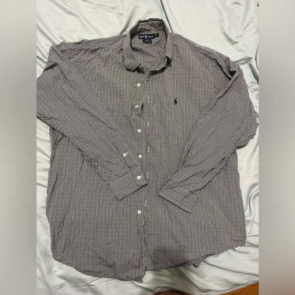 Polo by Ralph Lauren Men's Black and White Checkered Shirt